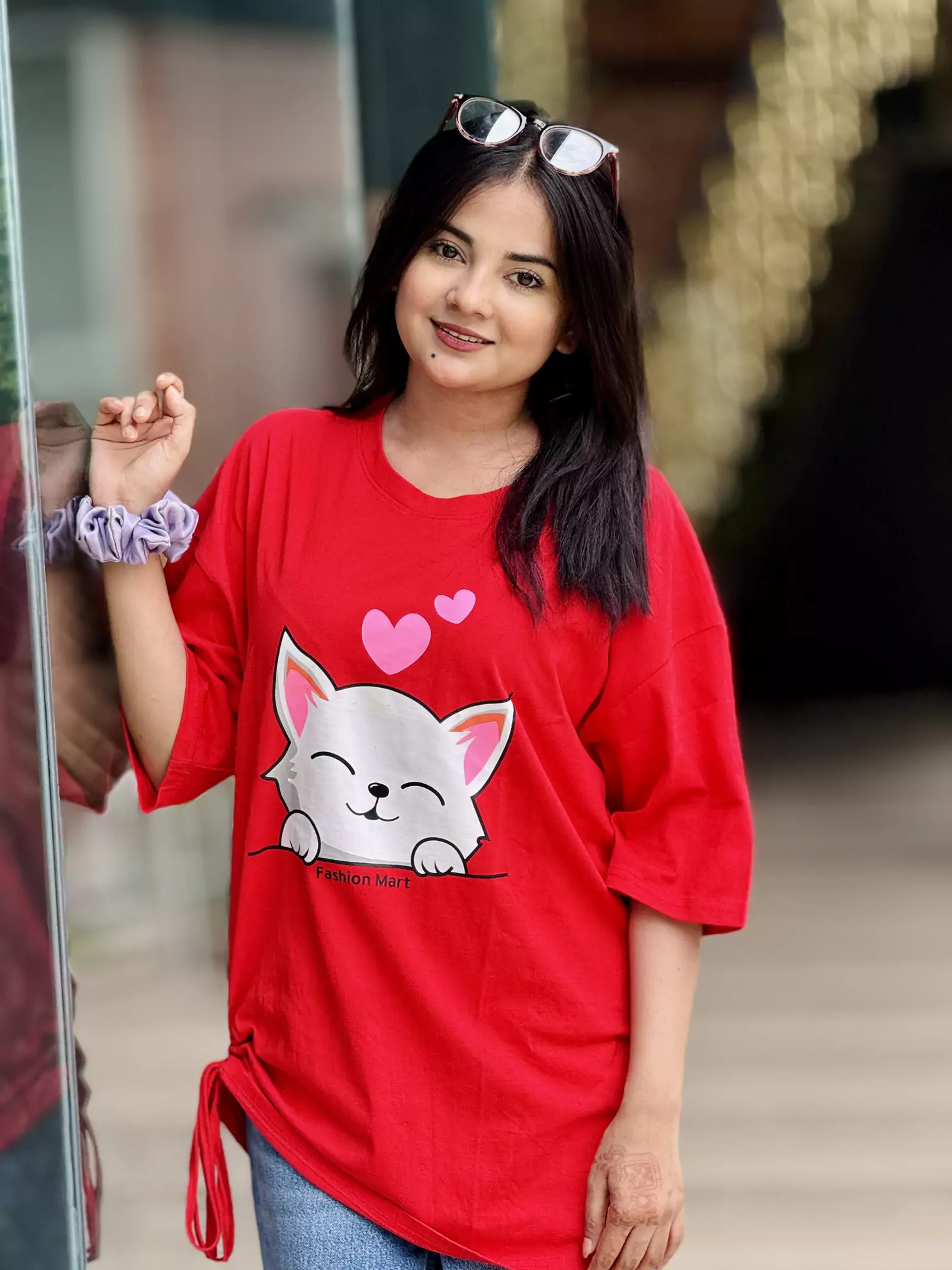 Ladies Drop Shoulder T-shirt (LOVE CAT FITA)