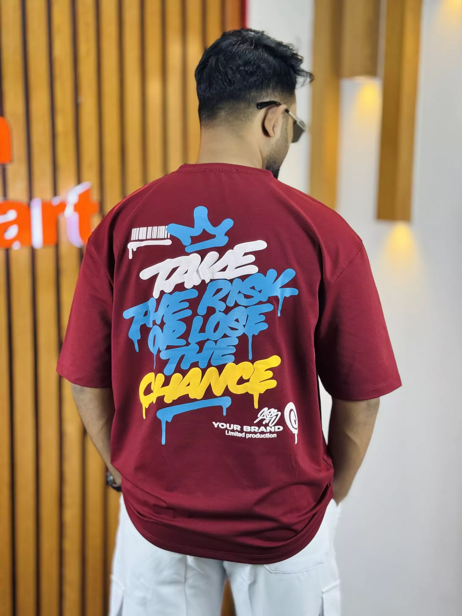 Mens Premium Drop Shoulder (Style:Take The Risk/Colour-Merun)