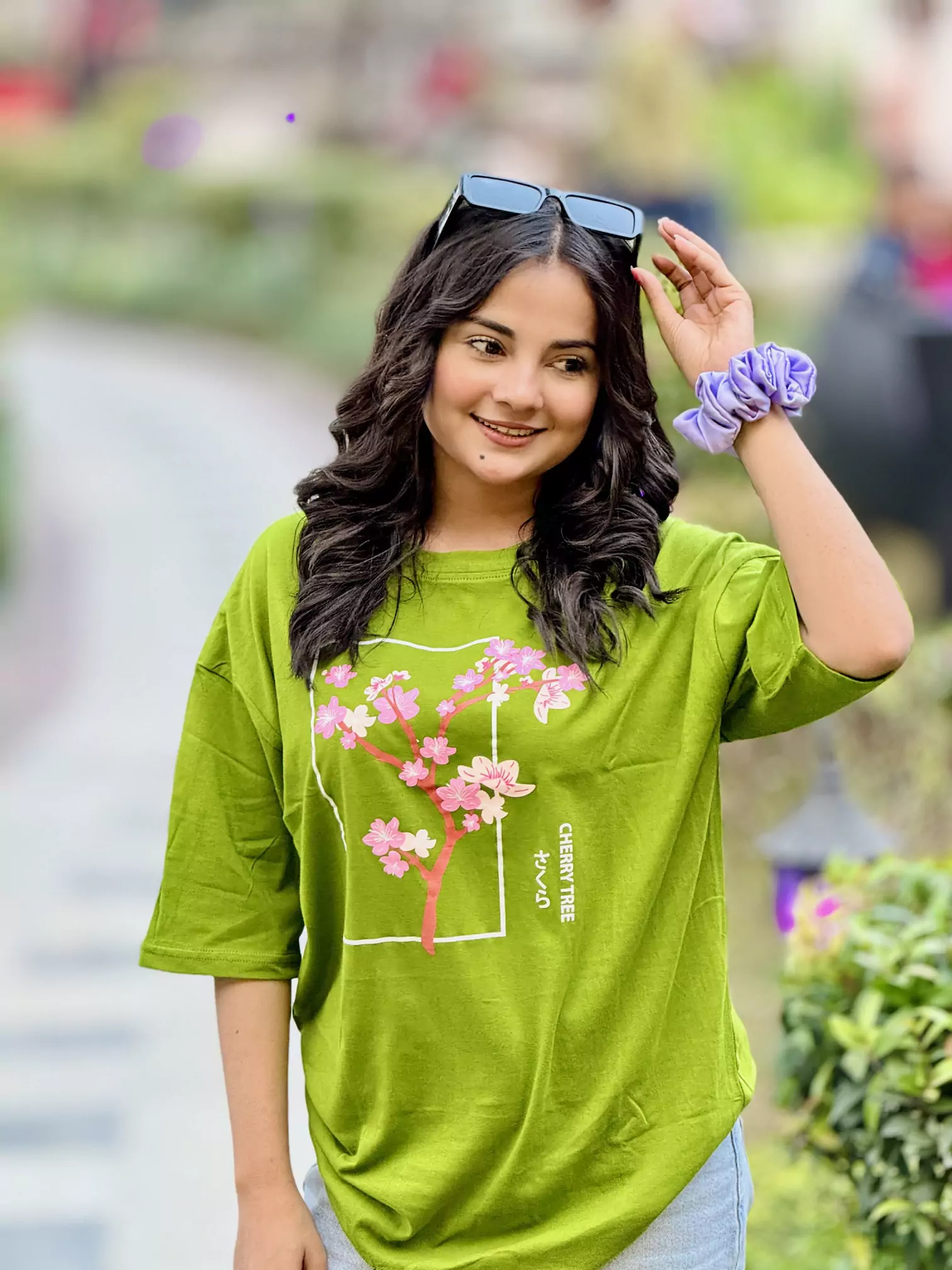 Ladies Drop Shoulder T-shirt (Cheery Tree)