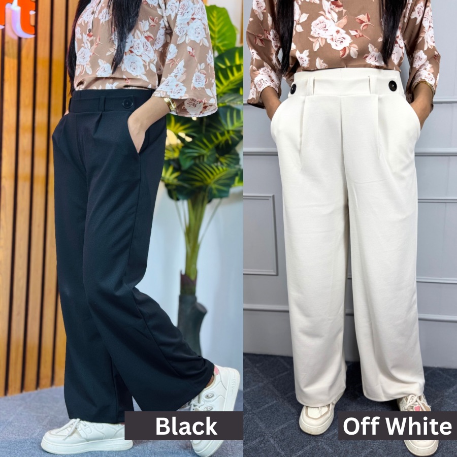 2 Pis Formal Pant Combo( Black + Off White )