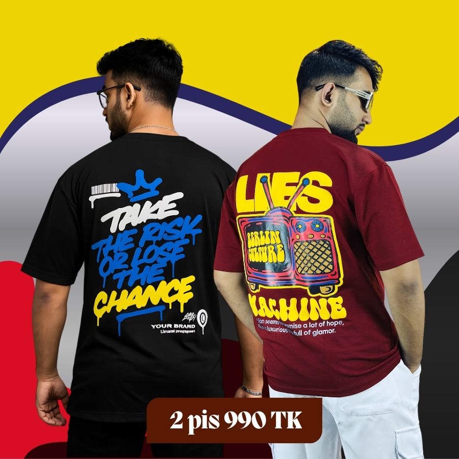 2 Pis Combo Mens Premium Drop Shouler(Take Black/LIES merun).