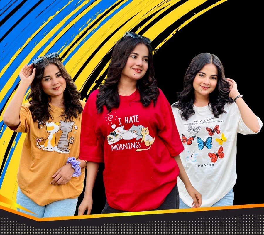 ৩ পিস টি-শার্ট কম্বো মাএ ৭৯৯৳ (Twin cat beige/I Hate Morning merun/Fly With Them White)