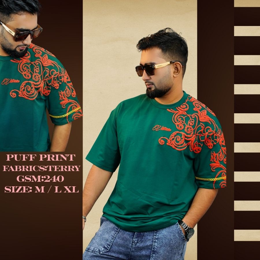 Mens Premium Drop Shoulder (Victories-Bottle Green)